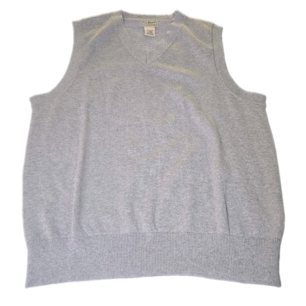 L.L. Bean Gray Cotton Cashmere V Neck Sweater Vest Men's Sz Small Regular S REG